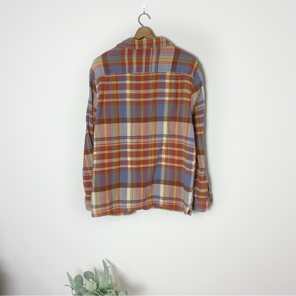 [Urban Outfitters] Orange & Purple Plaid Print Button Down Long Sleeve Shirt - Picture 6 of 7